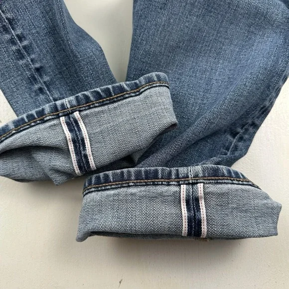 Uniqlo Kaihara Japanese Selvedge Jeans Mens 34x34 Slim Straight Light Wash Blue - Picture 1 of 12